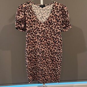 Generation Love Pink and Black Leopard V-Neck Mini Dress